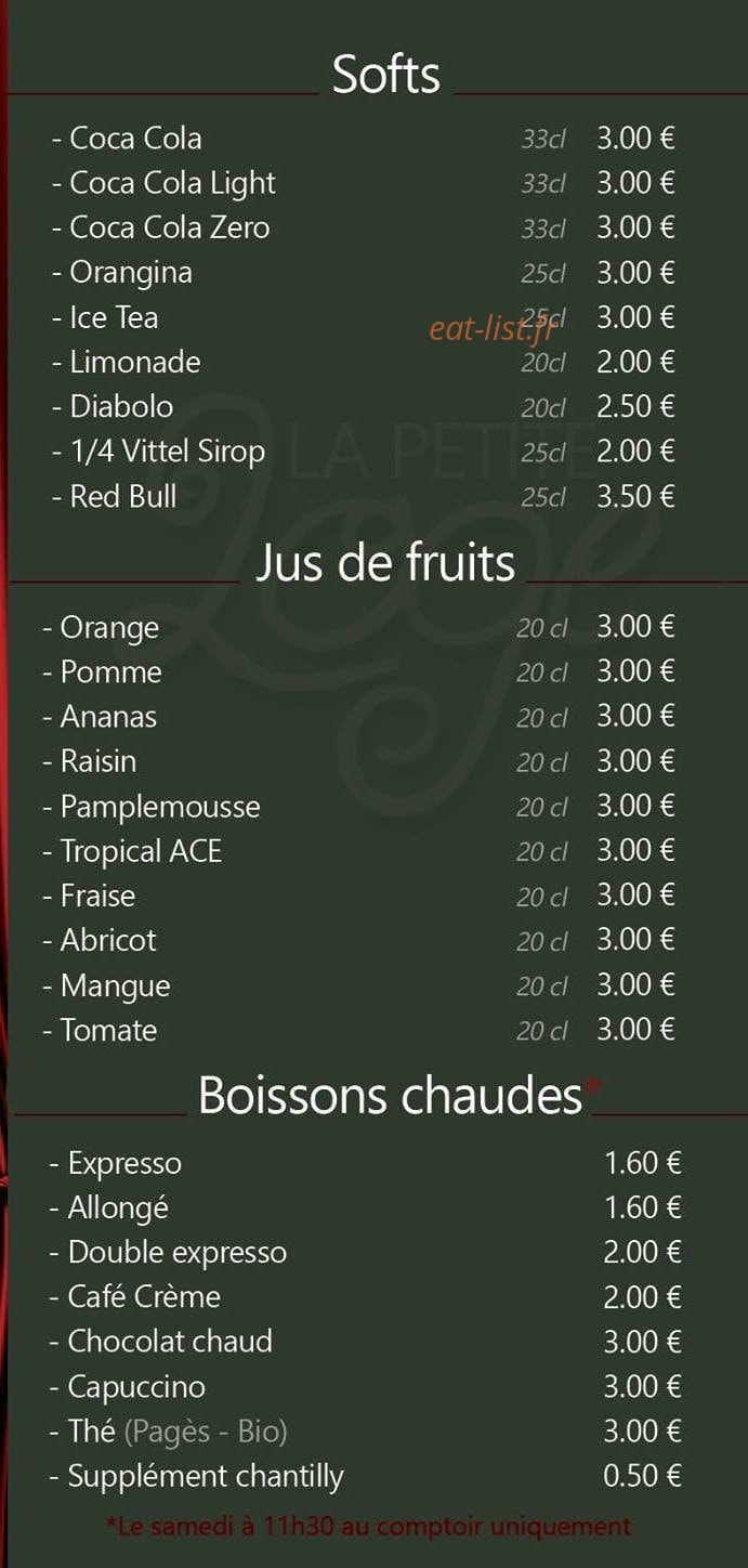 La Petite Loge — carte page 6