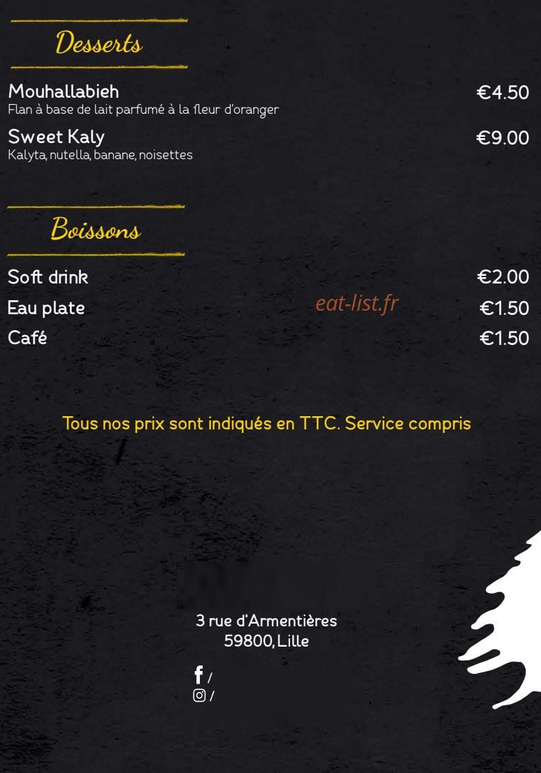 La Sandwicherie Libanaise — carte page 3
