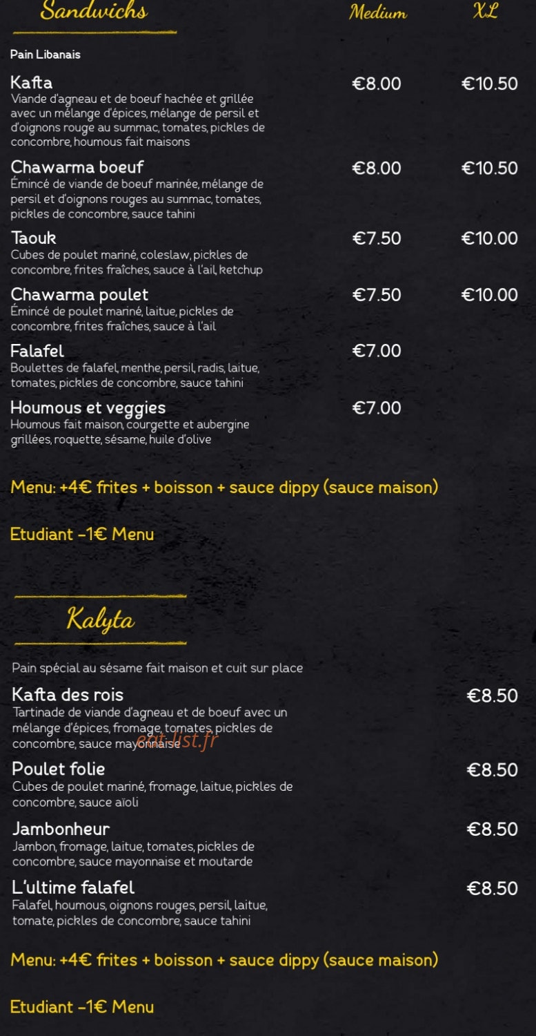 La Sandwicherie Libanaise — carte page 2