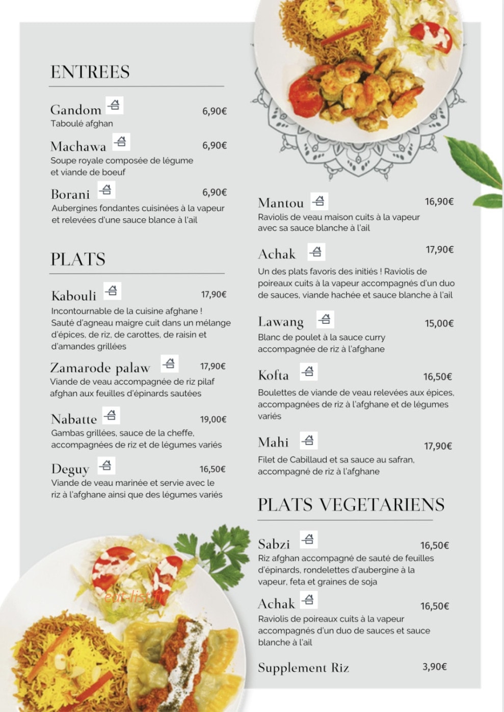 La Table Afghane — carte page 1