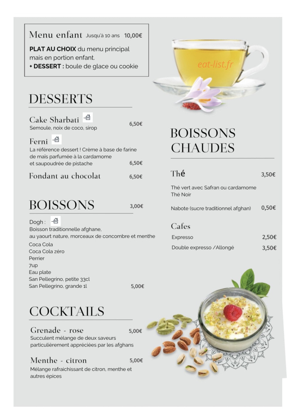 La Table Afghane — carte page 2