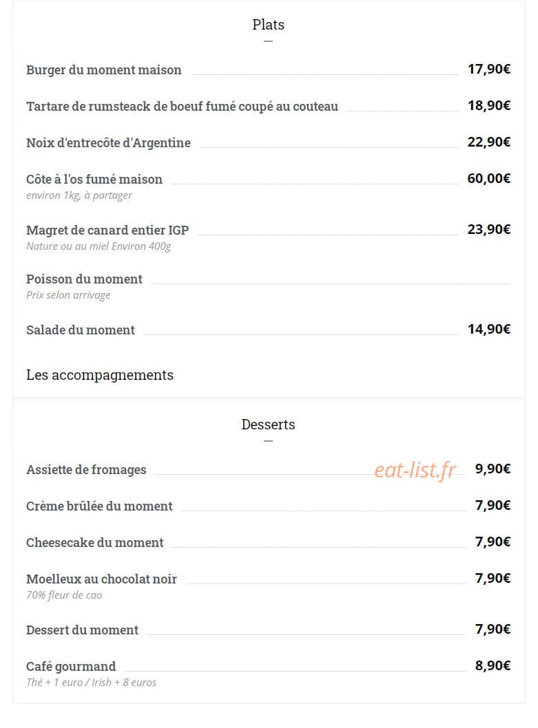 La Table de Tony — carte page 2