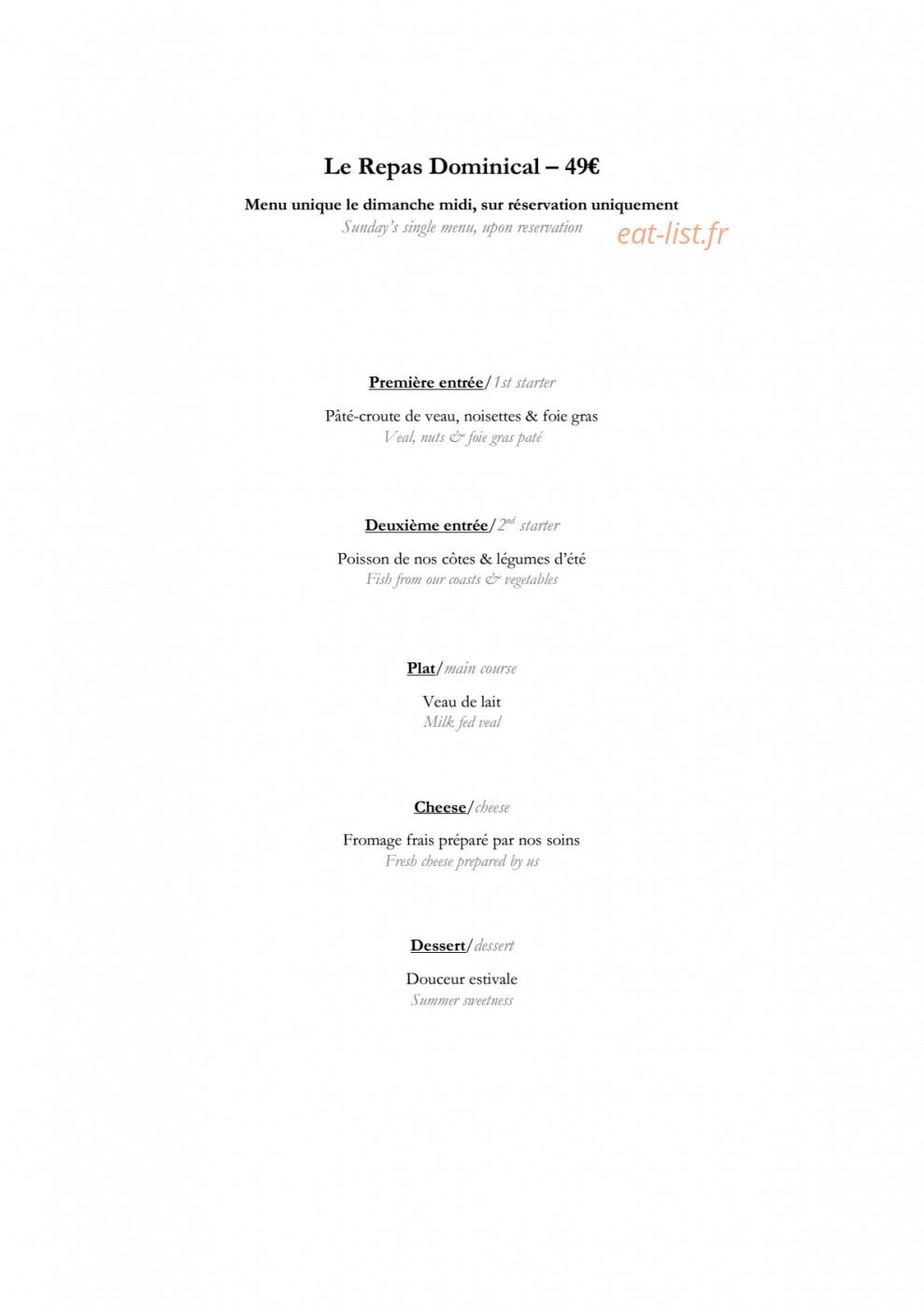 La Table — carte page 6