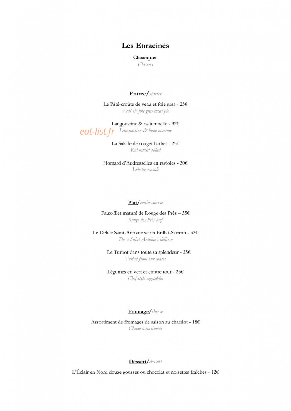 La Table — carte page 4