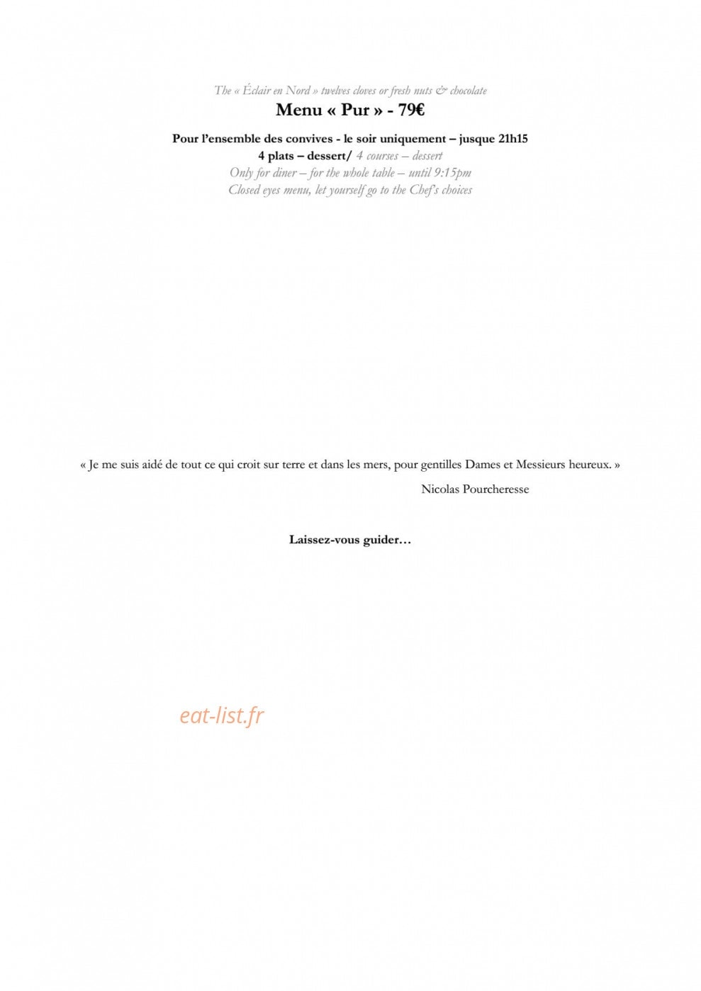 La Table — carte page 5