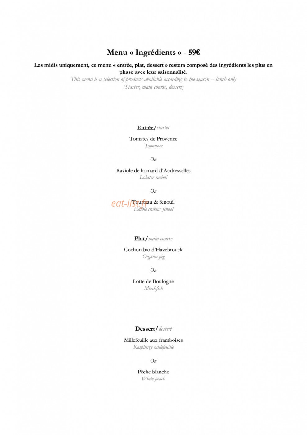 La Table — carte page 3