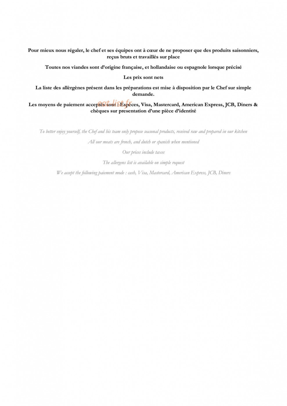 La Table — carte page 7