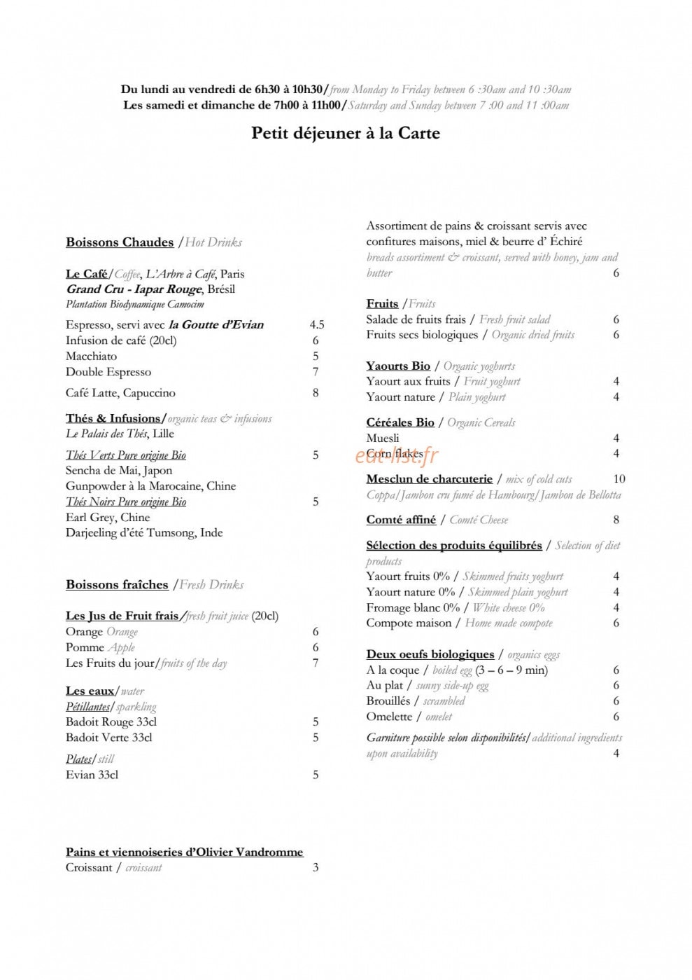 La Table — carte page 9