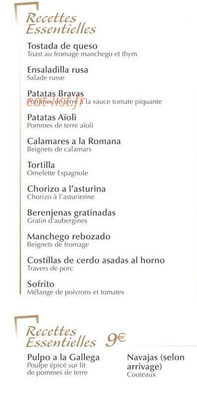 Las Tapas — carte page 2