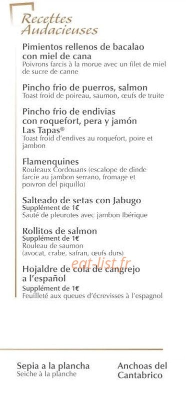 Las Tapas — carte page 4