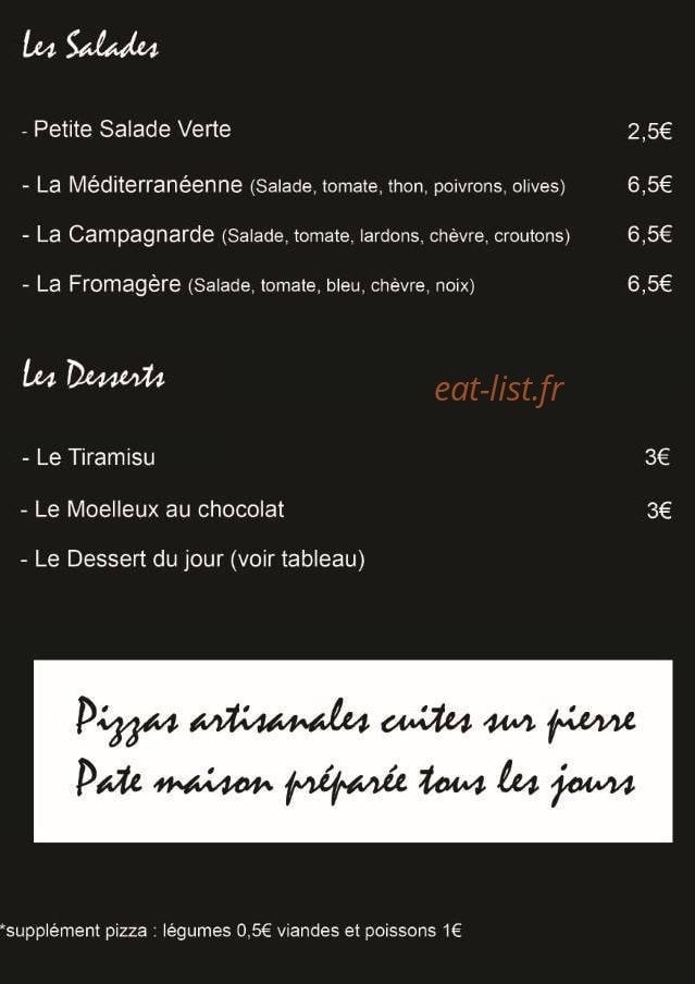 Le bar à pizzas — carte page 3