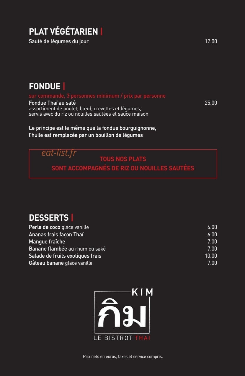 Le Bistrot Thai — carte page 2