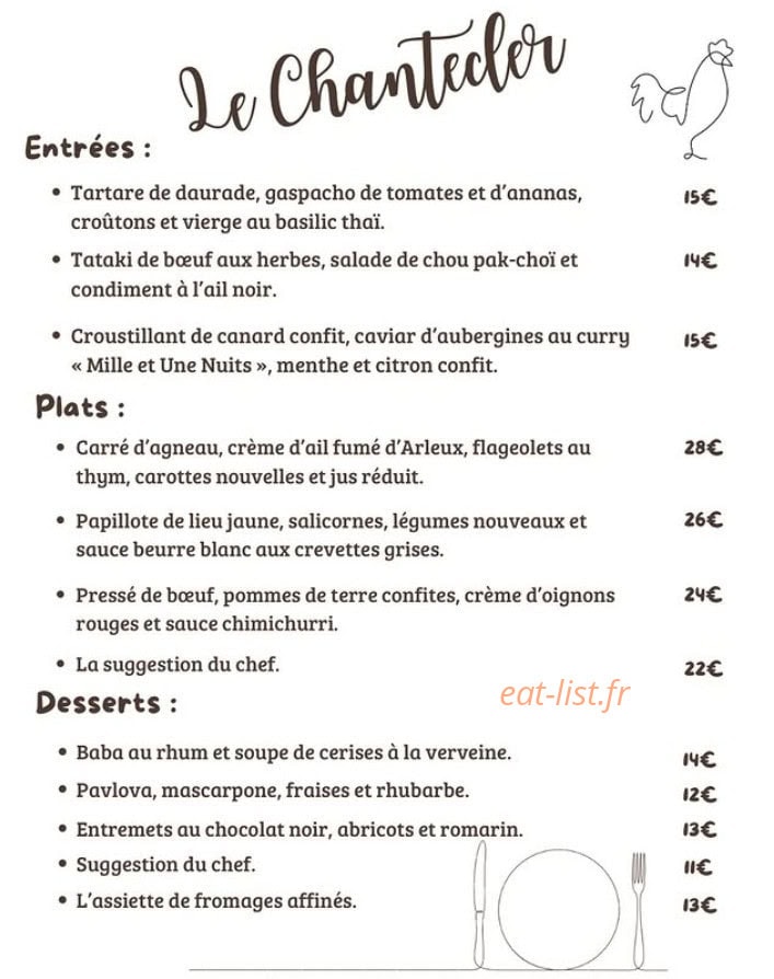 Le Chantecler — carte page 1