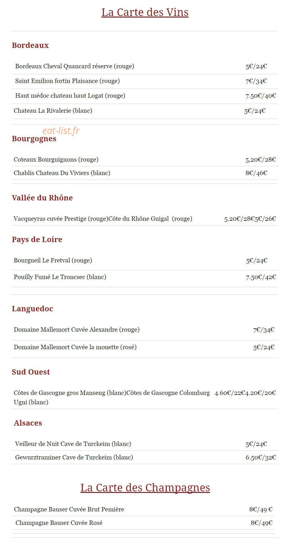 Le Comptoir des Bistronomes — carte page 3