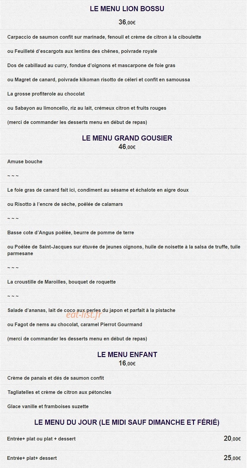 Le Lion Bossu — carte page 1