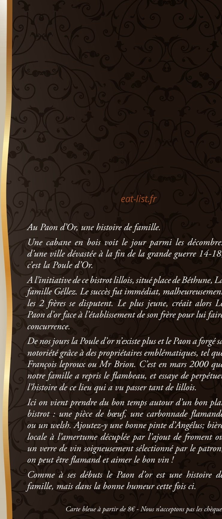 Le Paon D'or — carte page 8