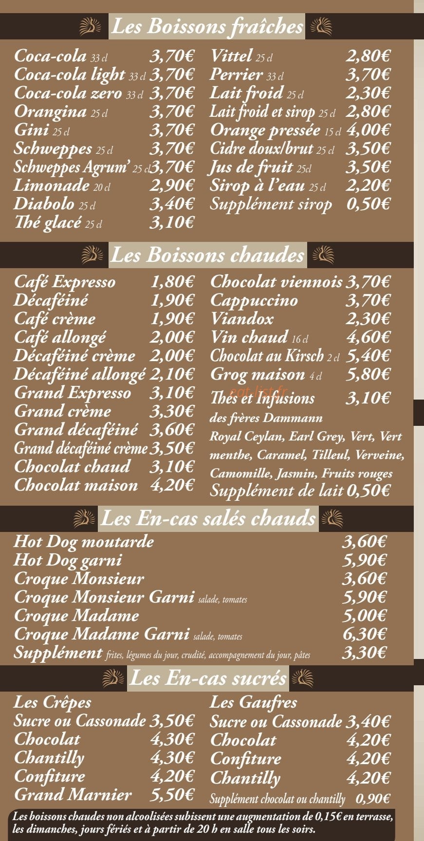 Le Paon D'or — carte page 6