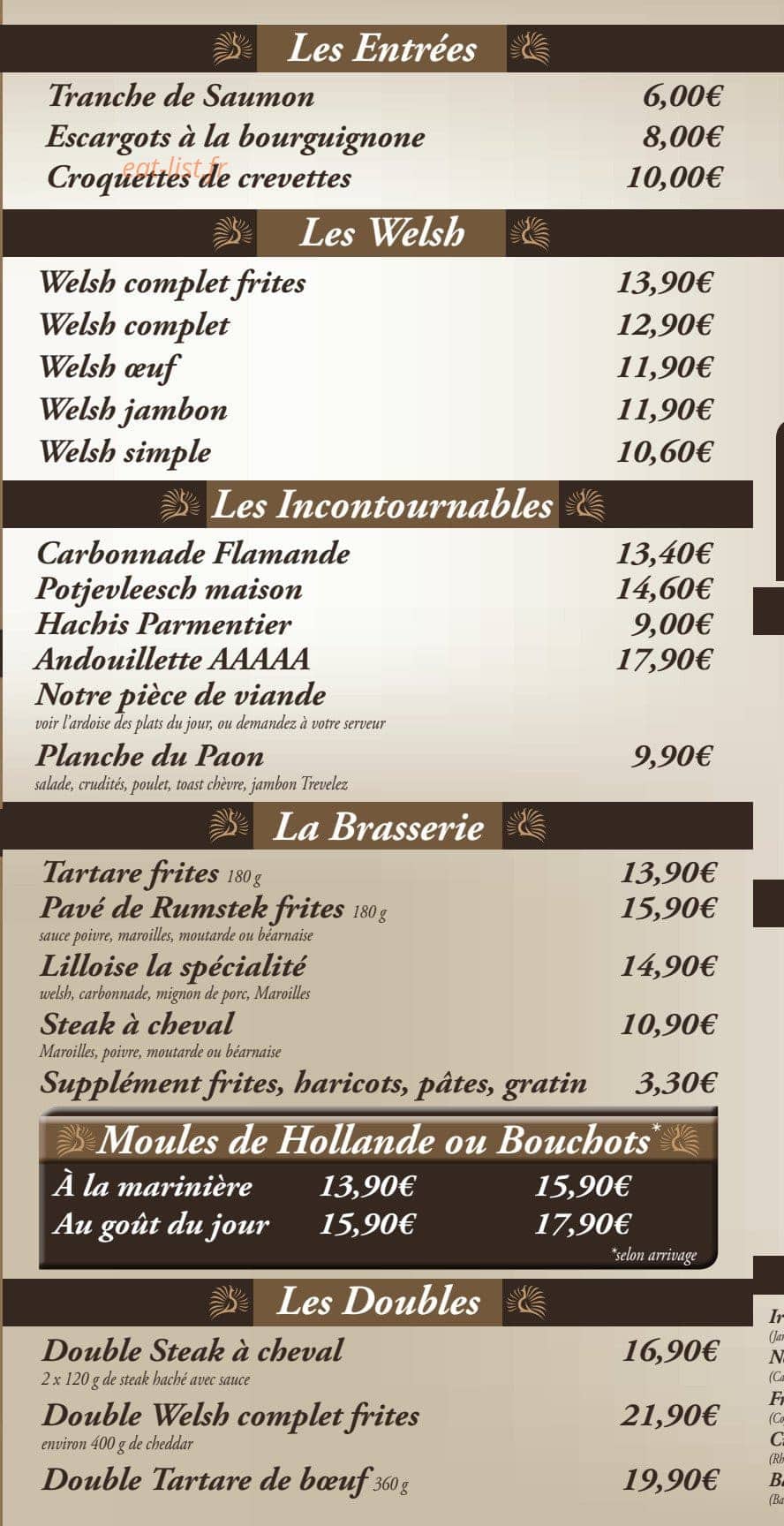 Le Paon D'or — carte page 2