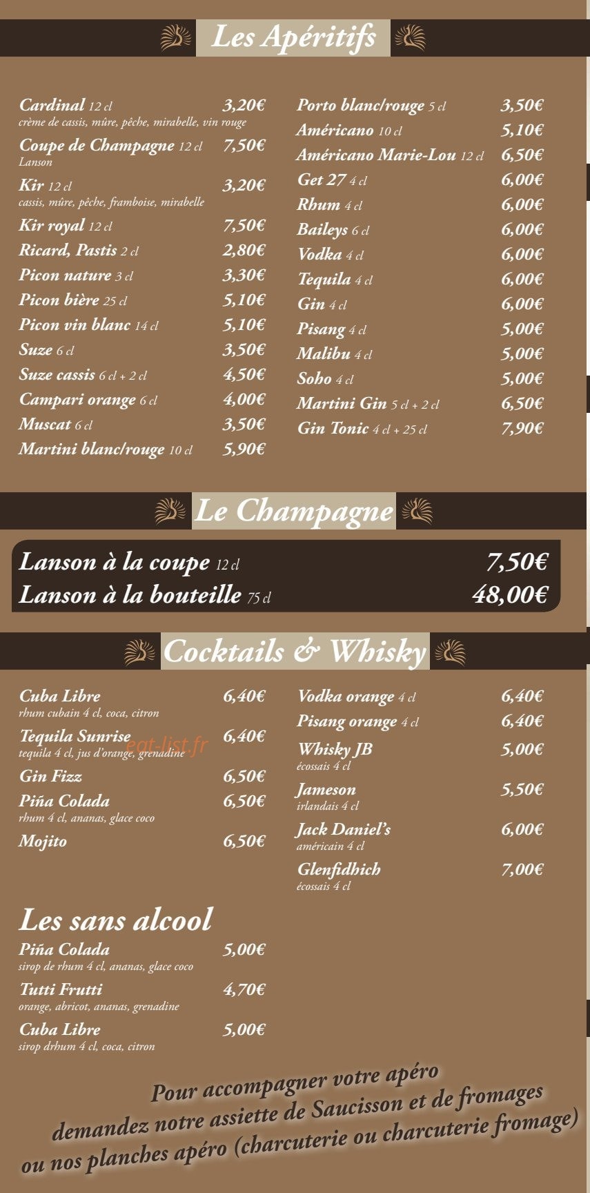 Le Paon D'or — carte page 5
