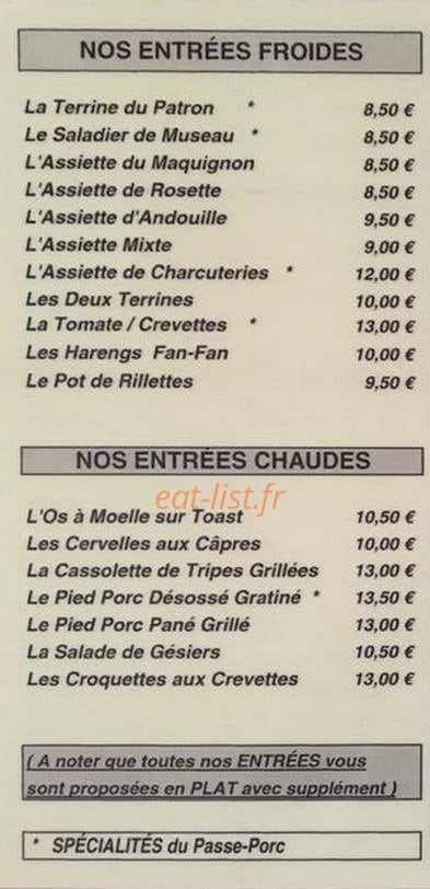 Le Passe Porc — carte page 3