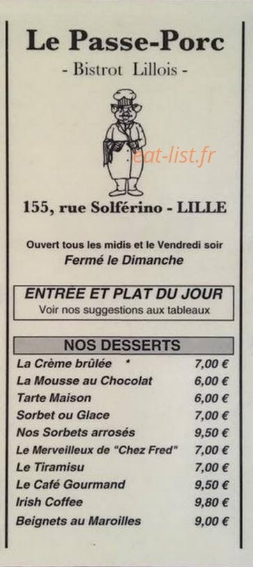 Le Passe Porc — carte page 1