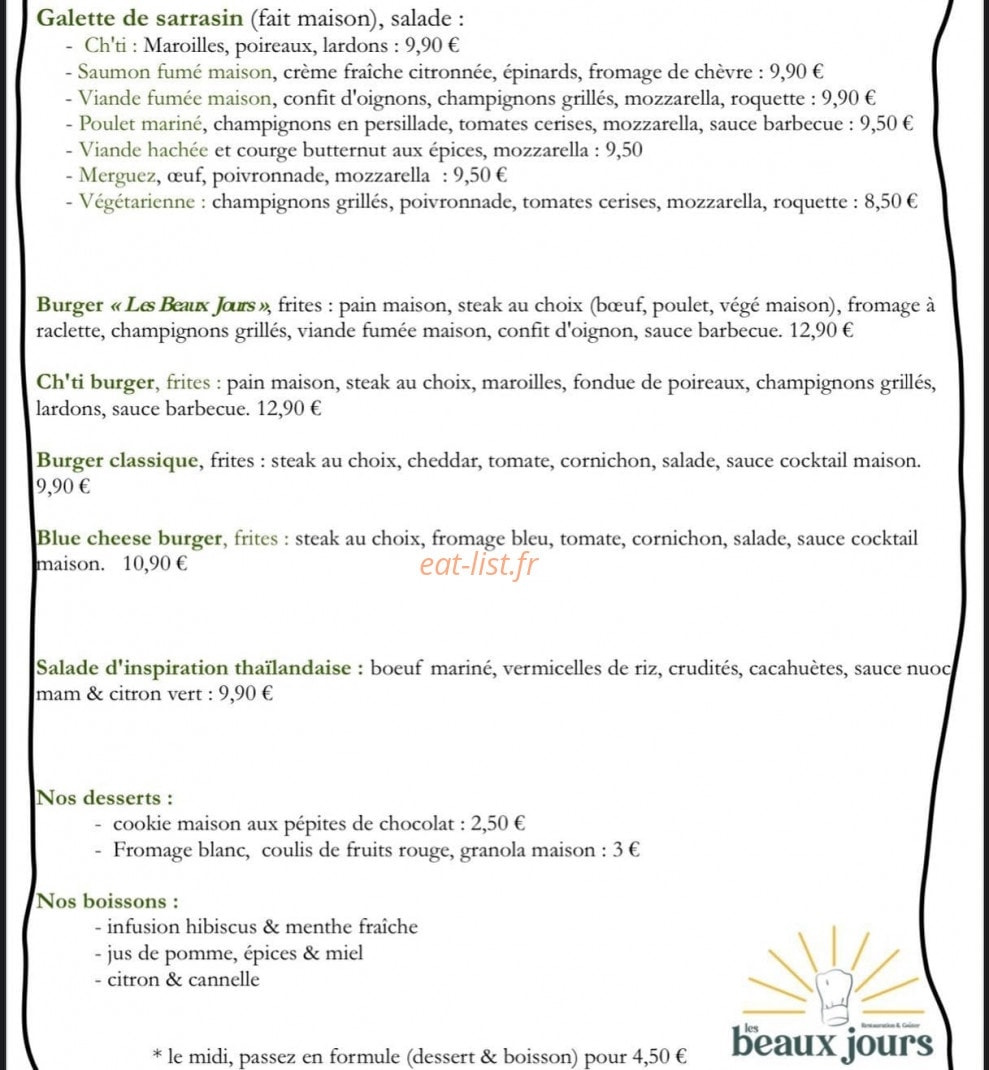 Les Beaux Jours — carte page 1