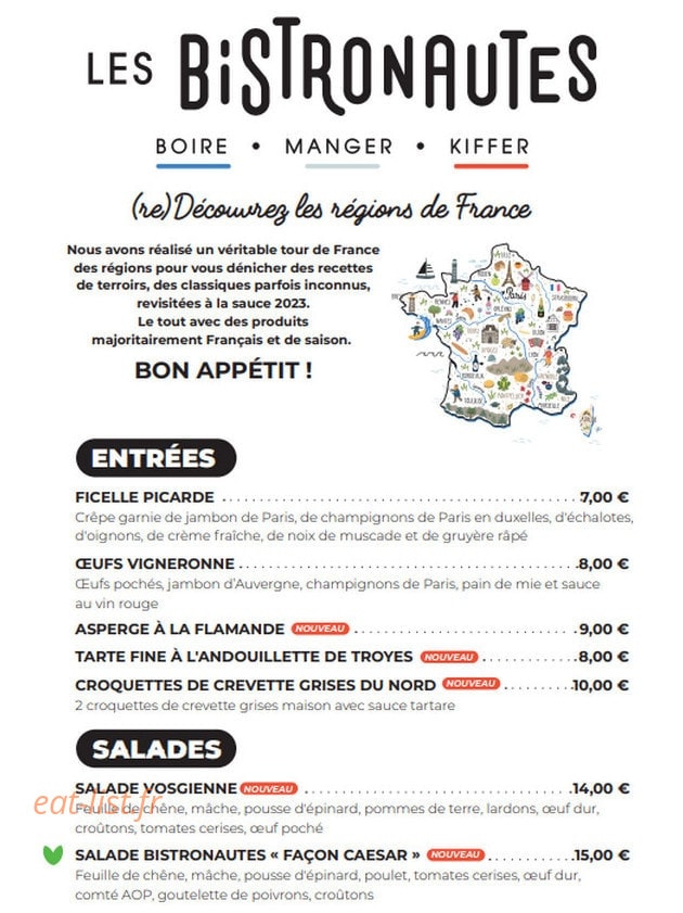 Les Bistronautes — carte page 1
