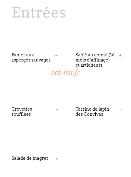 Les convives — carte page 1