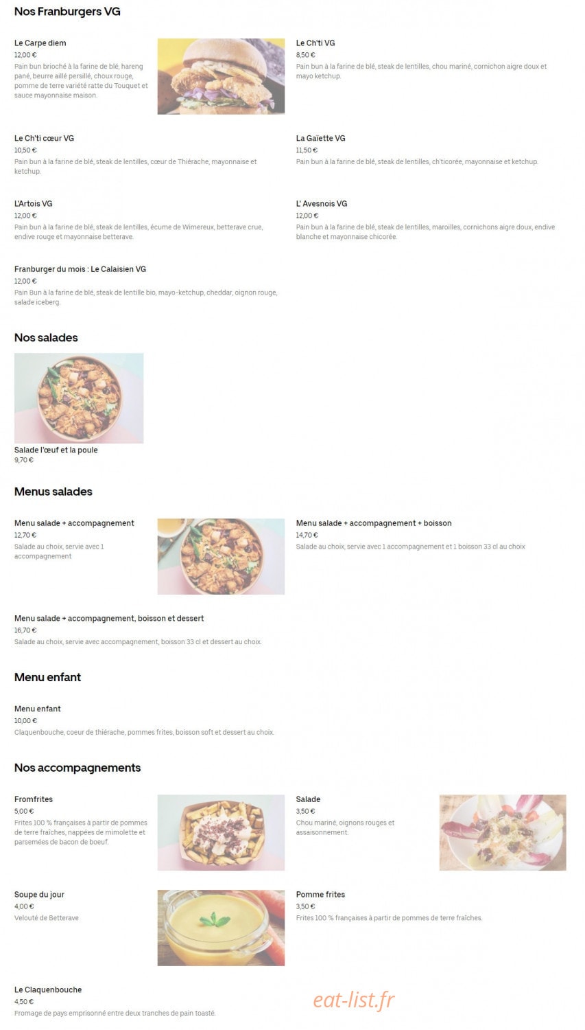 Les Francs Burgers — carte page 2