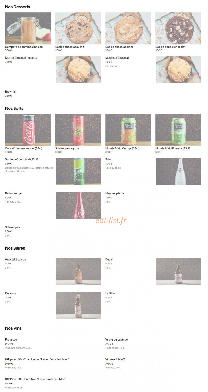 Les Francs Burgers — carte page 3