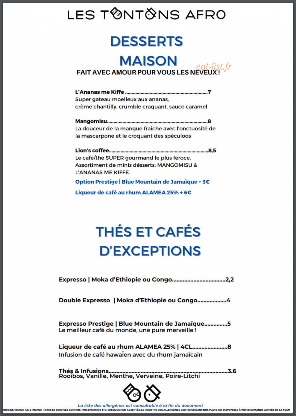 Les Tontons Afro — carte page 4