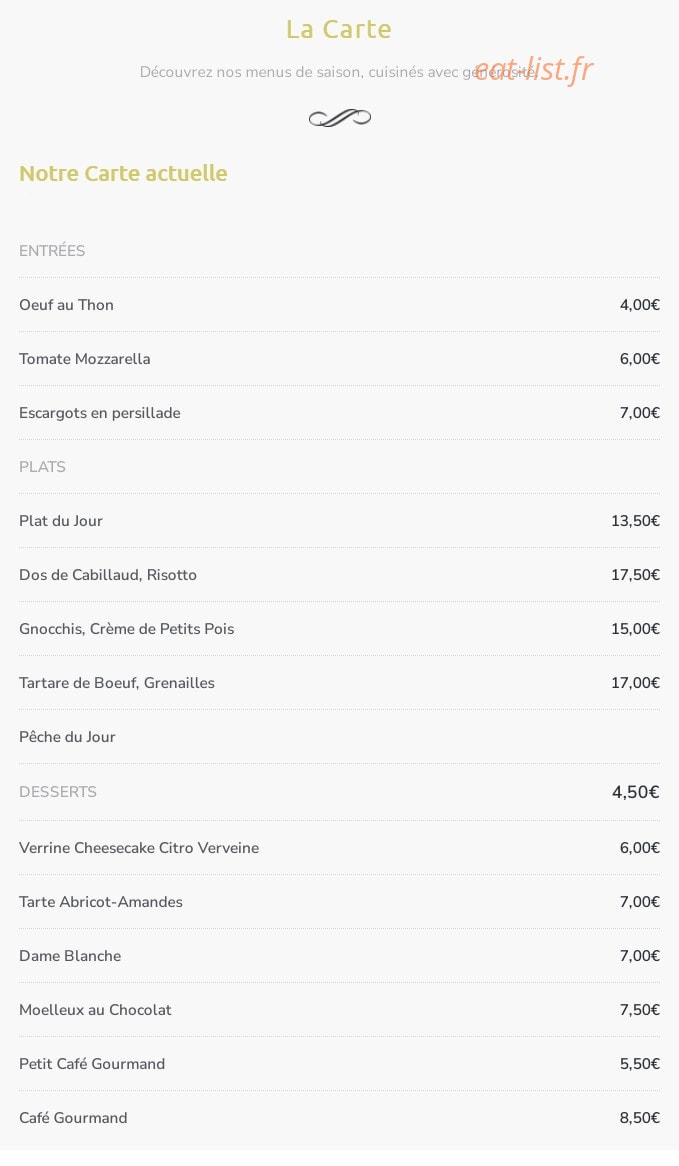 M'eating — carte page 1
