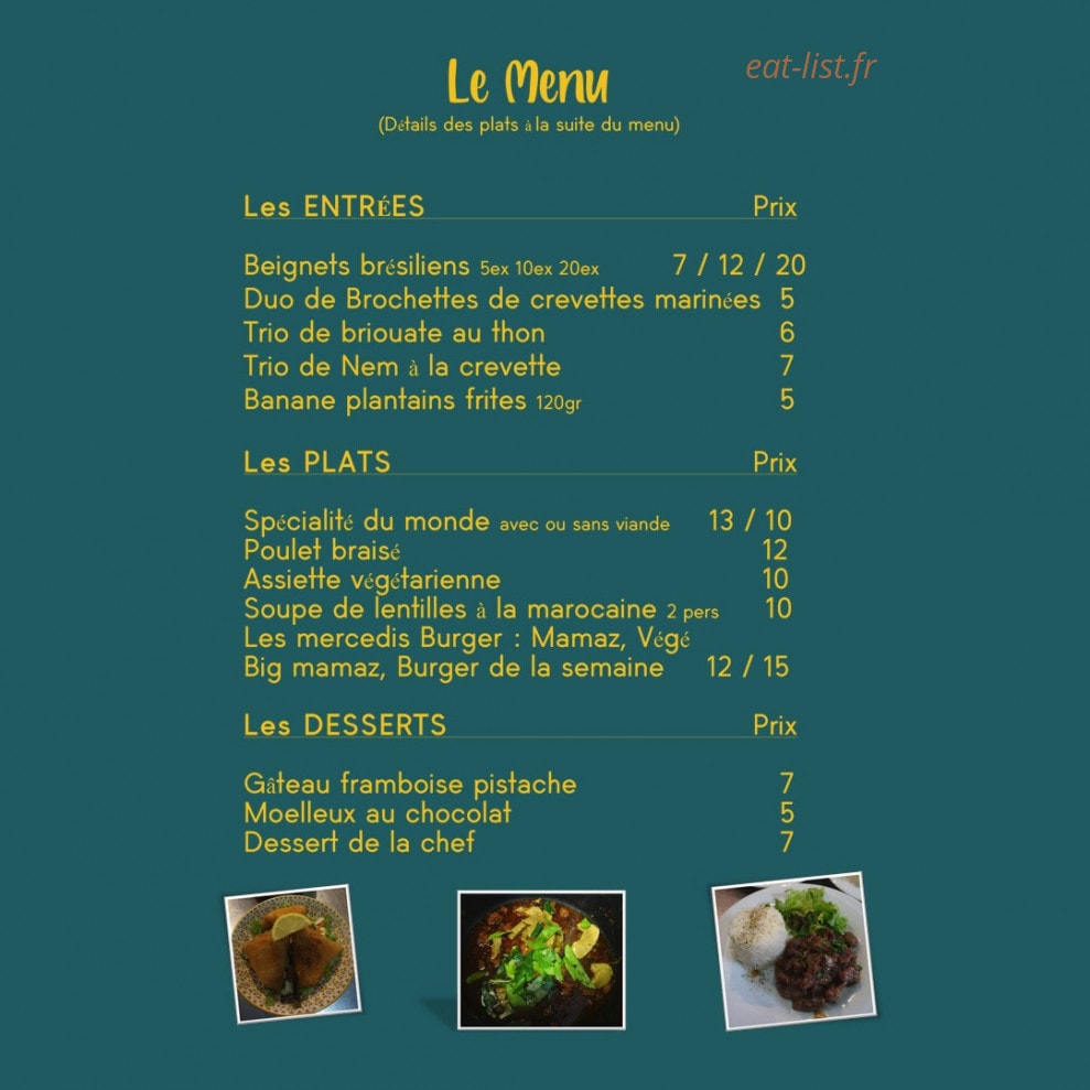 Mamaz Food Service — carte page 1
