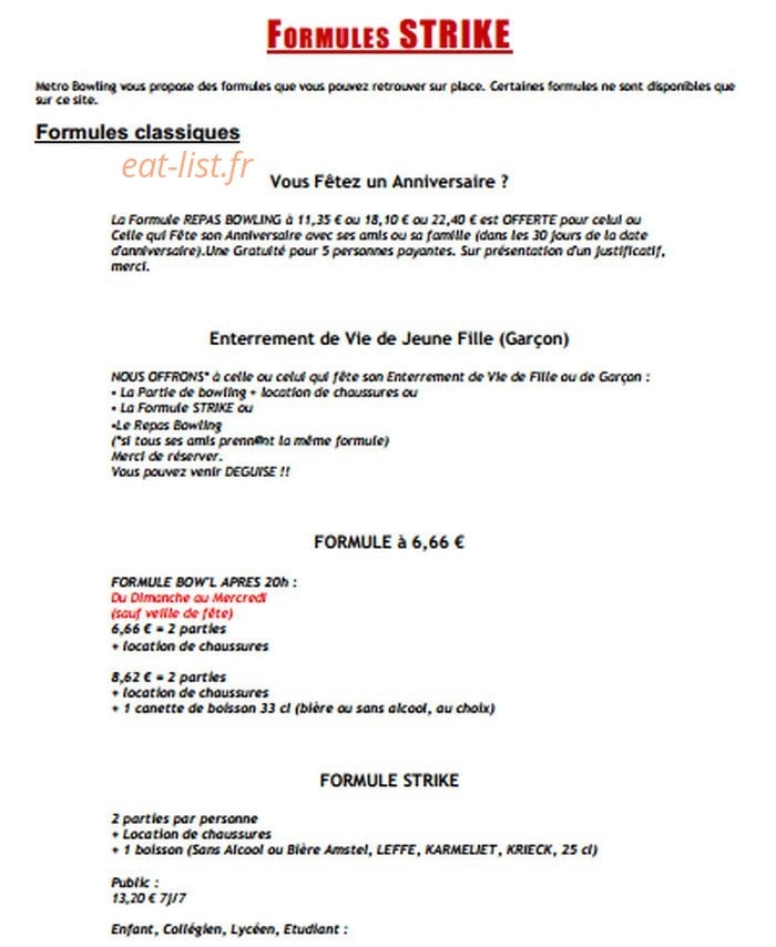 Métro Bowling — carte page 8