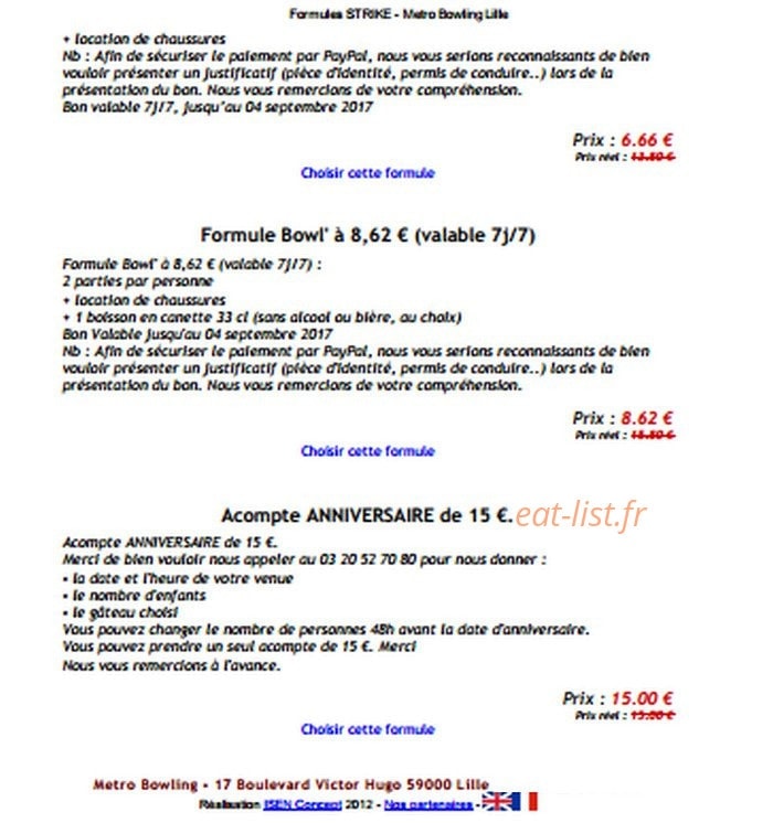Métro Bowling — carte page 10