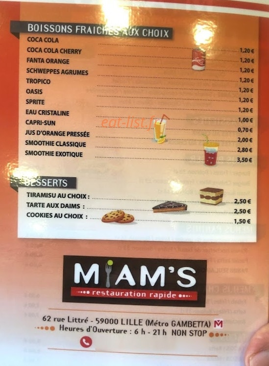 Miam’s — carte page 3