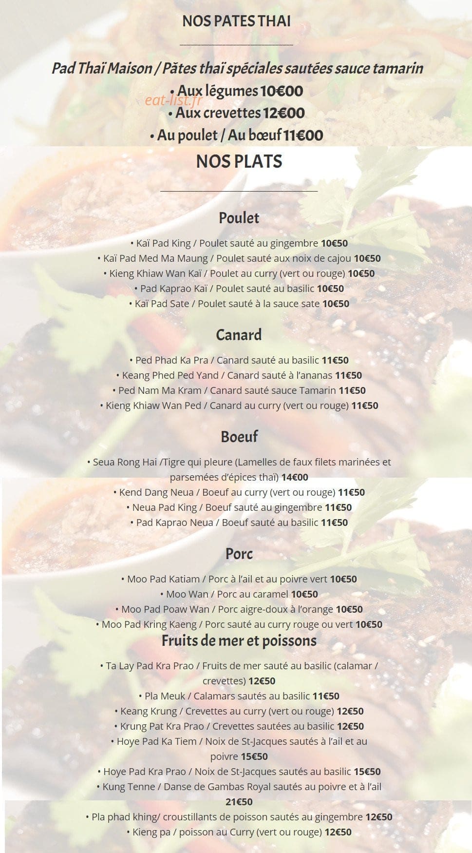 Mon Petit Thaï — carte page 2