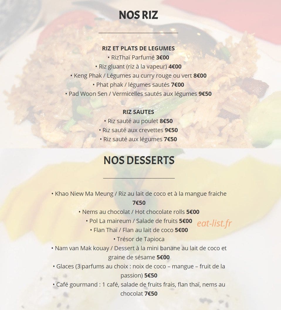 Mon Petit Thaï — carte page 3