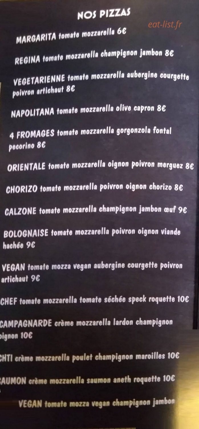 My Resto Pizza — carte page 1