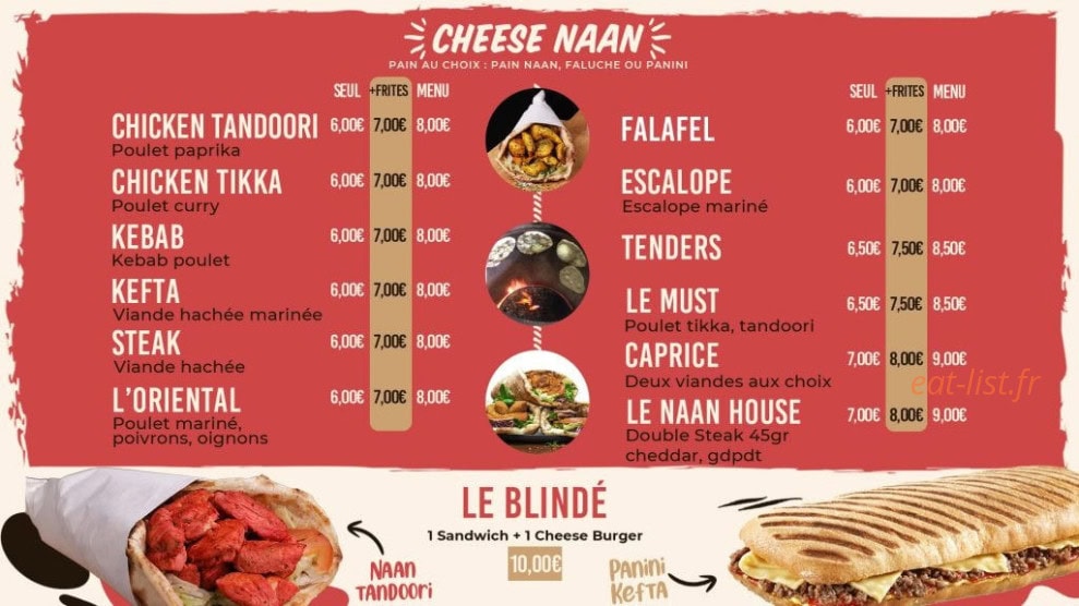 Naan House — carte page 1