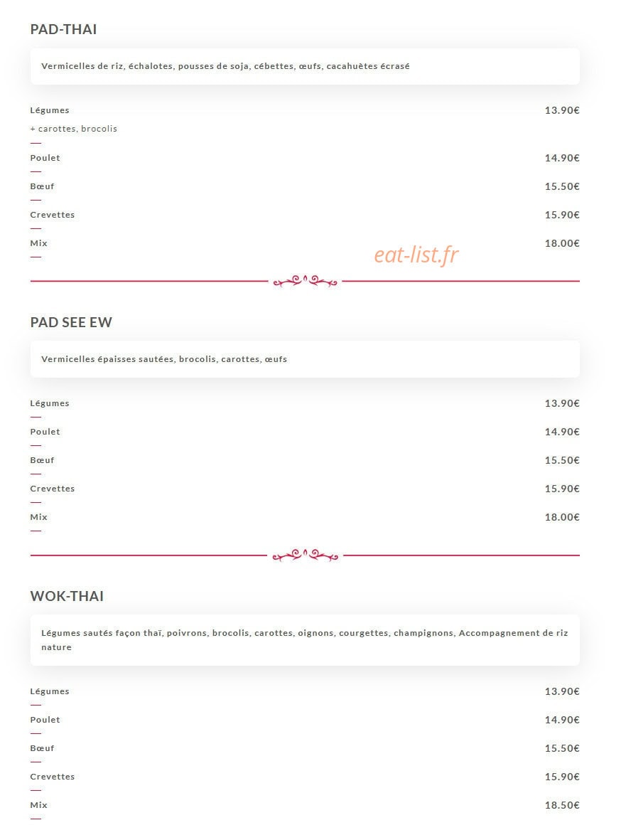 Nigiri Thaï — carte page 2