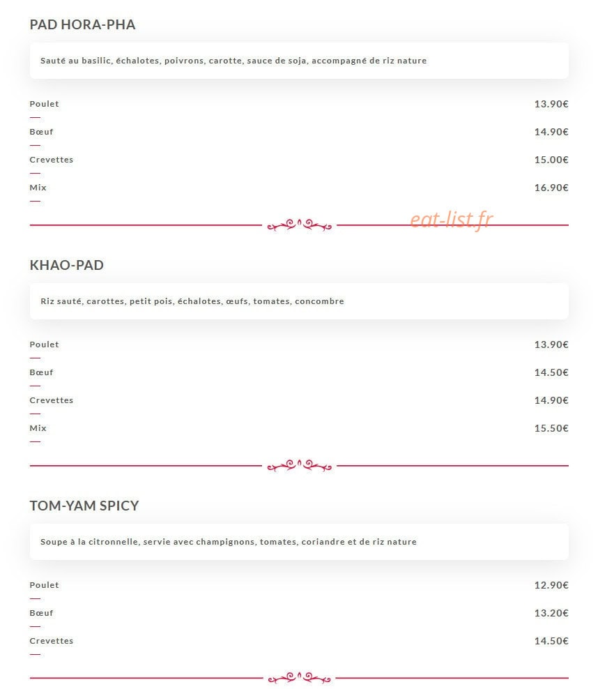 Nigiri Thaï — carte page 3
