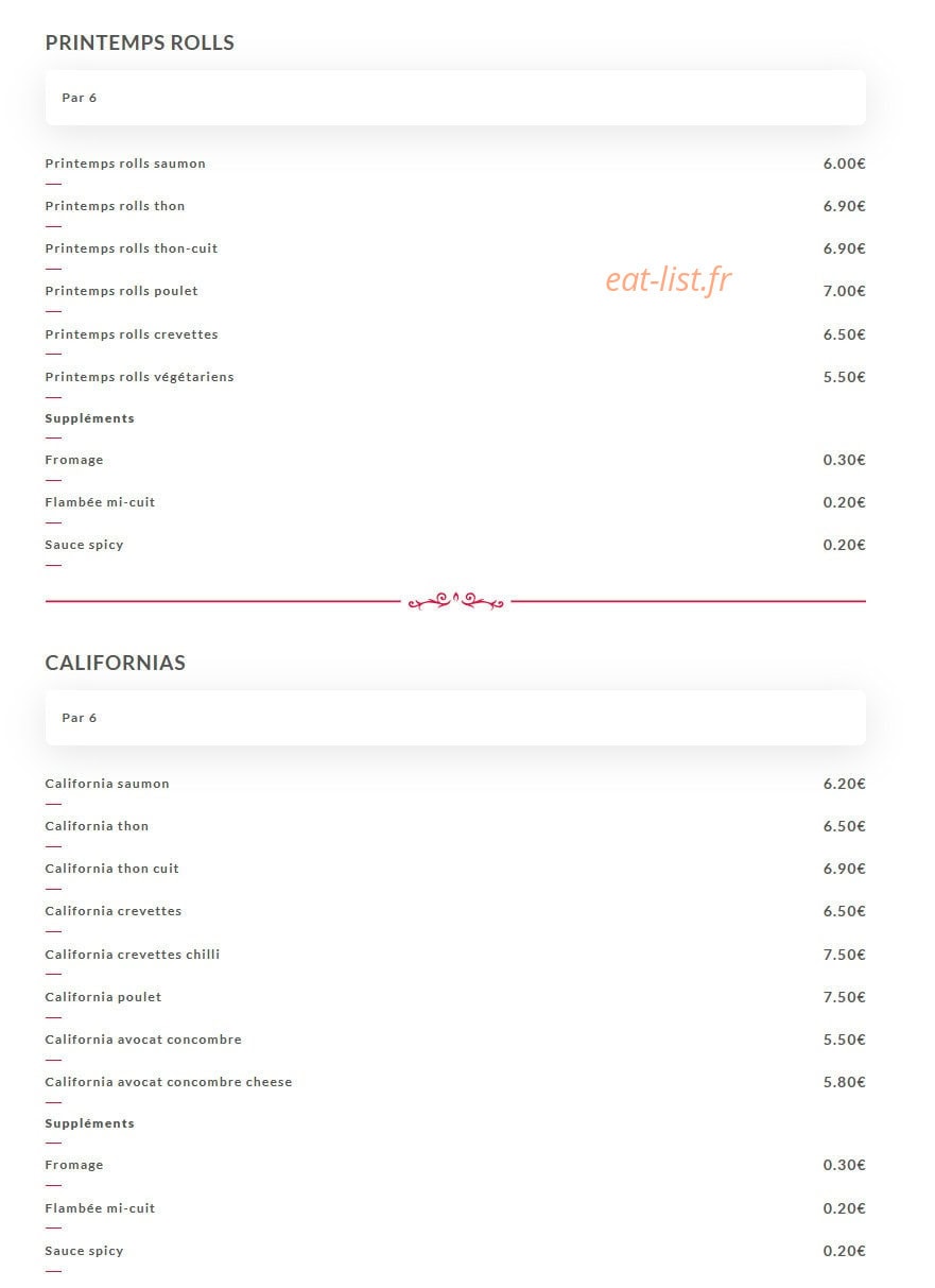 Nigiri Thaï — carte page 6