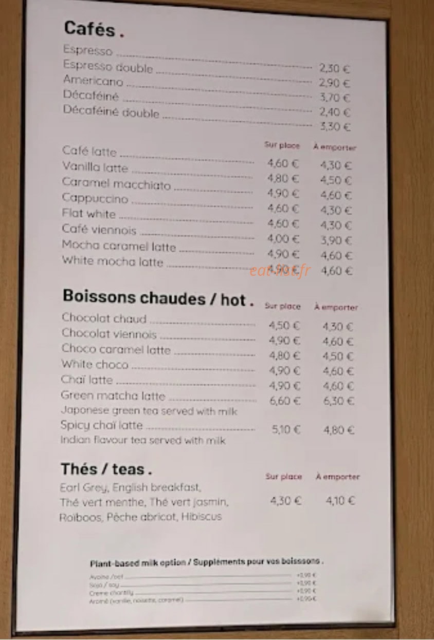 Notting Hill Coffee — carte page 2