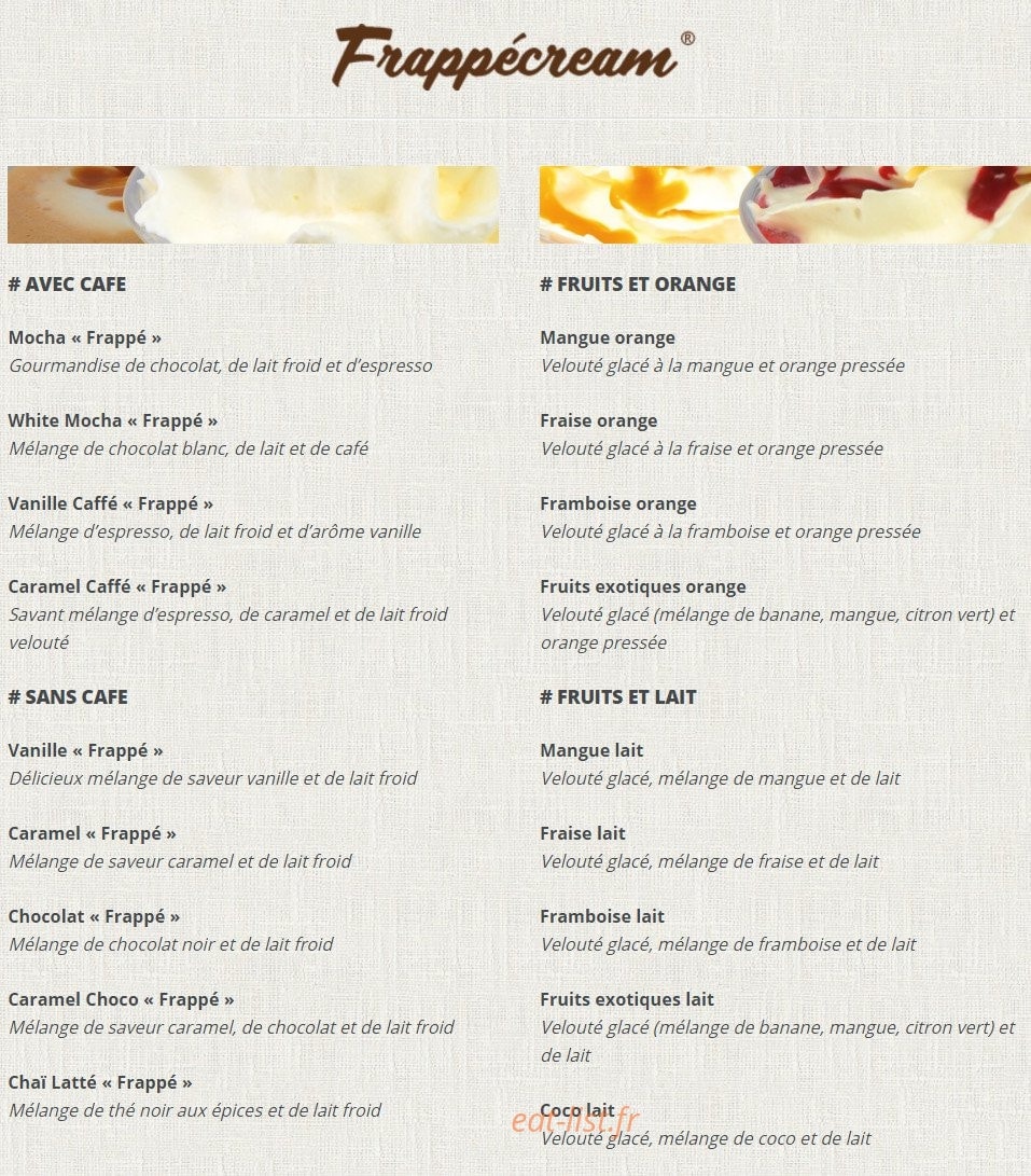 Notting Hill Coffee — carte page 2