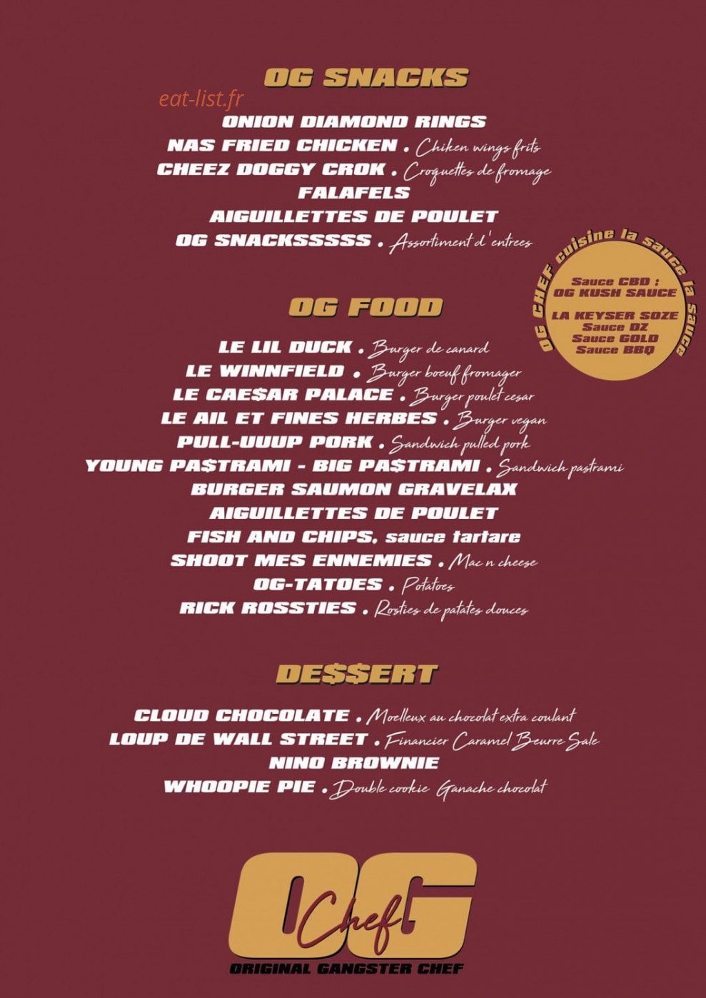 OG Chef — carte page 1