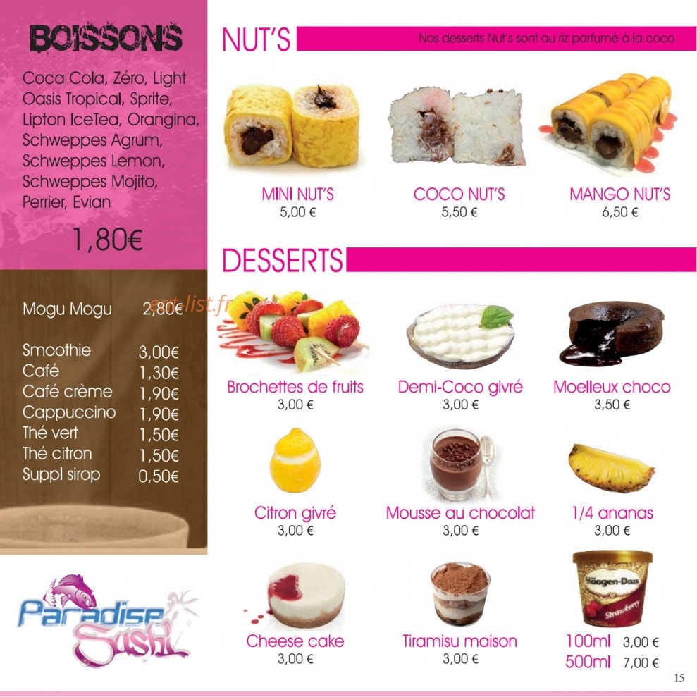 Paradise Sushi — carte page 15