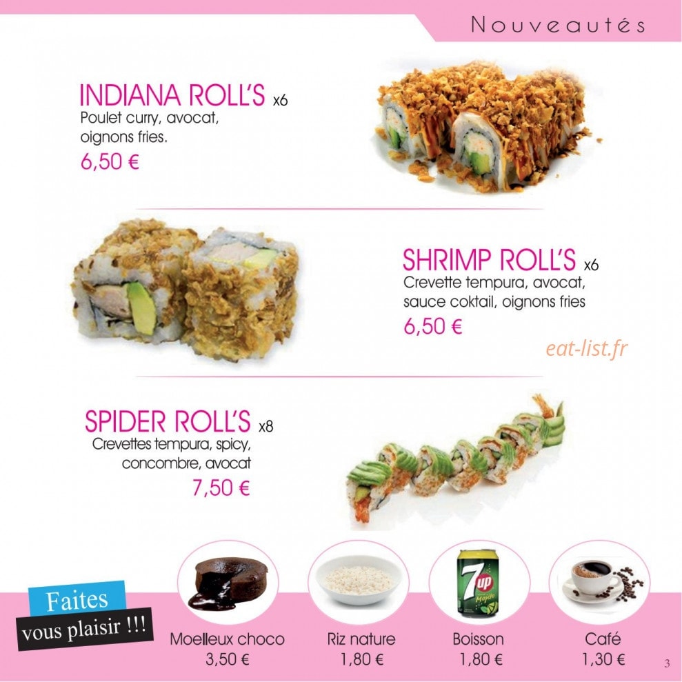 Paradise Sushi — carte page 3