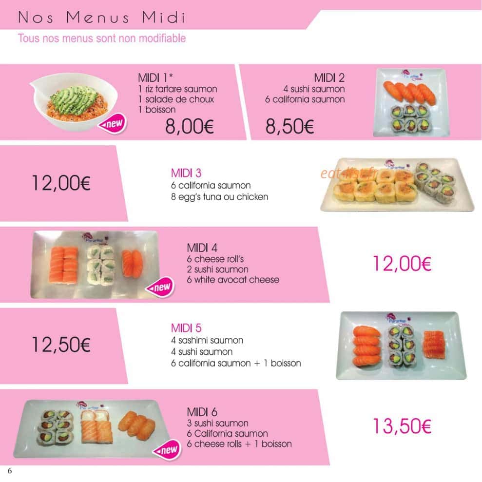 Paradise Sushi — carte page 6