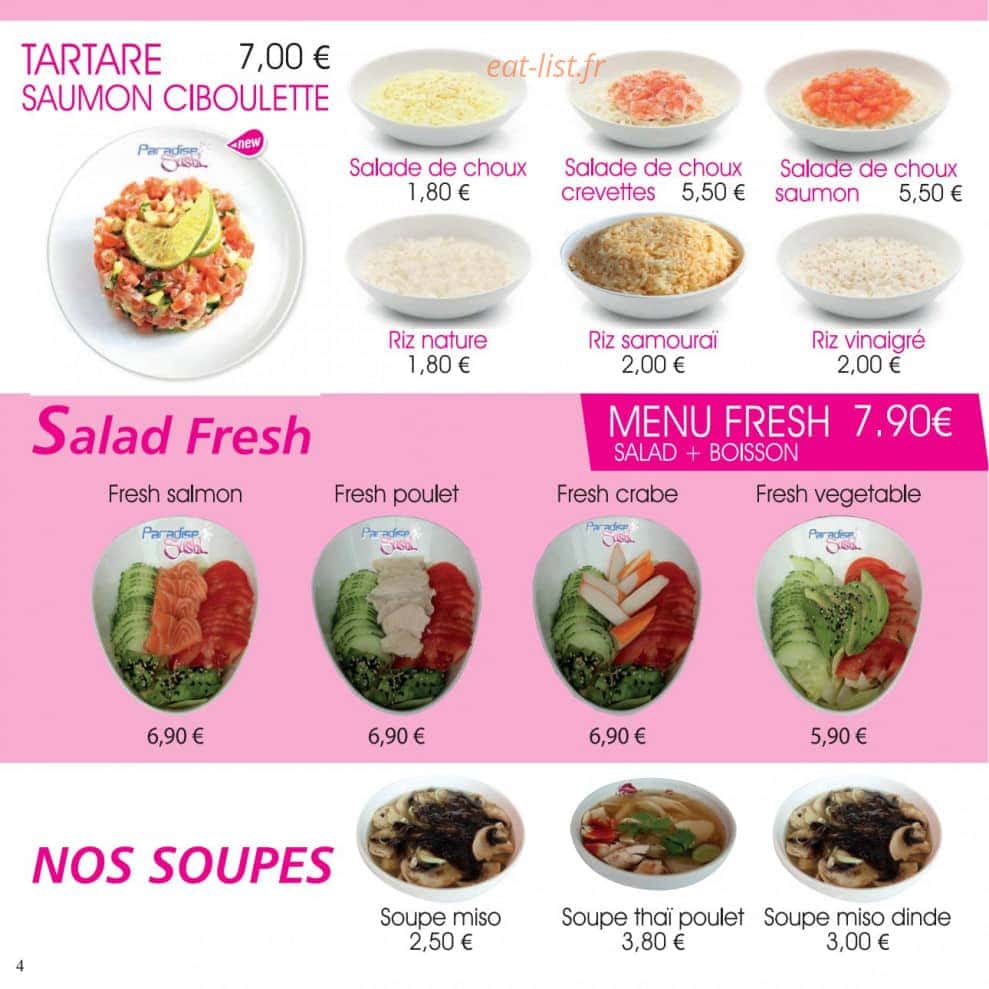 Paradise Sushi — carte page 4